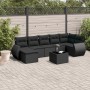 Set aus 8-teiligen Gartensofas und Kissen Kunstrattan schwarz von , Modulare Sofas für den Außenbereich - Ref: Foro24-3221684...