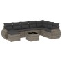 9-teiliges Gartenmöbel-Set und Kissen synthetisches Rattangrau von , Modulare Sofas für den Außenbereich - Ref: Foro24-322176...