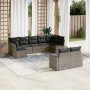 9-teiliges Gartenmöbel-Set und Kissen synthetisches Rattangrau von , Modulare Sofas für den Außenbereich - Ref: Foro24-325175...