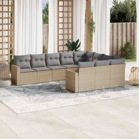 Garden sofa set with beige cushions 10 pieces synthetic rattan by , Modular outdoor sofas - Ref: Foro24-3251826, Price: 707,1...