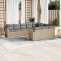 Gartensofa-Set mit beigen Kissen, 10-teilig, synthetisches Rattan von , Modulare Sofas für den Außenbereich - Ref: Foro24-325...