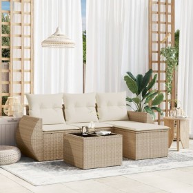 Garden sofa set with 5-piece synthetic rattan beige cushions by , Garden sets - Ref: Foro24-3253615, Price: 400,23 €, Discoun...