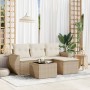 Garden sofa set with 5-piece synthetic rattan beige cushions by , Garden sets - Ref: Foro24-3253615, Price: 388,99 €, Discoun...