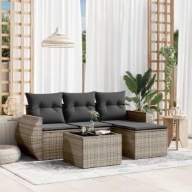 Garden sofa set with 5-piece synthetic rattan gray cushions by , Garden sets - Ref: Foro24-3253617, Price: 362,99 €, Discount: %