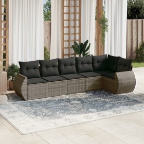 6-piece garden furniture set and gray synthetic rattan cushions by , Garden sets - Ref: Foro24-3253727, Price: 418,99 €, Disc...