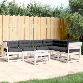 Gartensofa Set 6-tlg. mit Kissen massives Zirbenholz weiß von , Gartensets - Ref: Foro24-3217026, Preis: 693,34 €, Rabatt: %