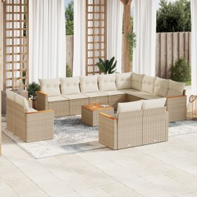 Gartensofa-Set mit Kissen, 13-teilig, beiges synthetisches Rattan von , Gartensets - Ref: Foro24-3258922, Preis: 1,00 €, Raba...