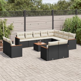 Set aus Gartensofas und Kissen 13 Stück synthetisches Rattan schwarz von , Gartensets - Ref: Foro24-3258920, Preis: 851,28 €,...