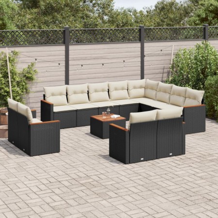 Set aus Gartensofas und Kissen 13 Stück synthetisches Rattan schwarz von , Gartensets - Ref: Foro24-3258920, Preis: 881,61 €,...