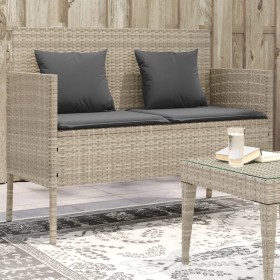 Light gray synthetic rattan bench with cushions by , garden benches - Ref: Foro24-365776, Price: 171,99 €, Discount: %