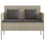 Light gray synthetic rattan bench with cushions by , garden benches - Ref: Foro24-365776, Price: 171,40 €, Discount: %