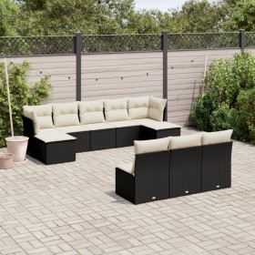 Set de sofás de jardín 10 pzas cojines ratán sintético negro de , Conjuntos de jardín - Ref: Foro24-3250125, Precio: 550,59 €...