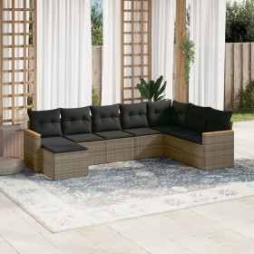 Set de sofás de jardín 8 pzas y cojines ratán sintético gris de , Conjuntos de jardín - Ref: Foro24-3258651, Precio: 492,57 €...