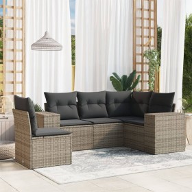 Gartensofa-Set mit Kissen, 5-teilig, graues synthetisches Rattan von , Gartensets - Ref: Foro24-3222569, Preis: 366,88 €, Rab...