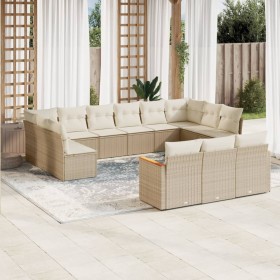 Gartensofa-Set mit Kissen, 13-teilig, beiges synthetisches Rattan von , Gartensets - Ref: Foro24-3258859, Preis: 957,23 €, Ra...