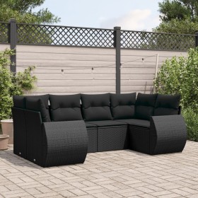 6-teilige Gartensofagarnitur und schwarze synthetische Rattankissen von , Modulare Sofas für den Außenbereich - Ref: Foro24-3...