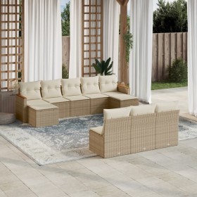 Gartensofa-Set mit beigen Kissen, 10-teilig, synthetisches Rattan von , Gartensets - Ref: Foro24-3258789, Preis: 687,00 €, Ra...