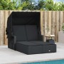 Double sun lounger with hood and black synthetic rattan cushions by , Loungers - Ref: Foro24-365807, Price: 345,50 €, Discoun...