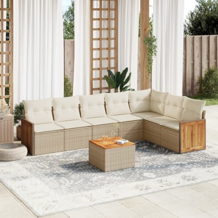 Gartensofa-Set mit beigen Kissen 8 Stück PE-Rattan von , Gartensets - Ref: Foro24-3260119, Preis: 626,19 €, Rabatt: %