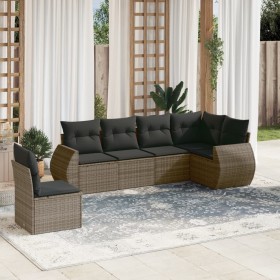 6-piece garden furniture set and gray synthetic rattan cushions by , Garden sets - Ref: Foro24-3253767, Price: 435,47 €, Disc...