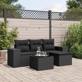 5-teiliges Gartenmöbel-Set und schwarze synthetische Rattankissen von , Gartensets - Ref: Foro24-3254812, Preis: 374,99 €, Ra...