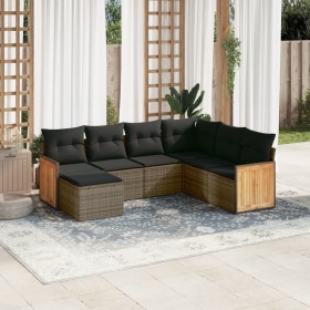 7-piece garden sofa set with gray PE rattan cushions by , Garden sets - Ref: Foro24-3260289, Price: 466,44 €, Discount: %