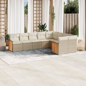 9-teiliges Gartensofa-Set mit beigen synthetischen Rattankissen von , Gartensets - Ref: Foro24-3260385, Preis: 760,99 €, Raba...