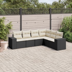 6-teiliges Gartensofa-Set und schwarze synthetische Rattankissen von , Gartensets - Ref: Foro24-3222605, Preis: 425,40 €, Rab...