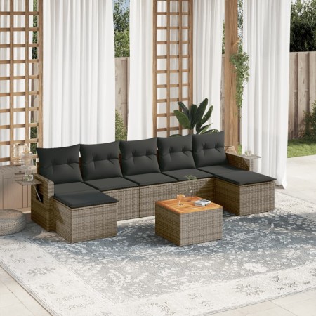 Set de sofás de jardín 8 pzas y cojines ratán sintético gris de , Conjuntos de jardín - Ref: Foro24-3257026, Precio: 523,87 €...