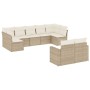 Set de sofás de jardín 9 pzas con cojines ratán sintético beige de , Sofás modulares de exterior - Ref: Foro24-3251755, Preci...