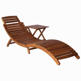 Lounger with solid brown acacia wood table by vidaXL, Loungers - Ref: Foro24-46653, Price: 149,99 €, Discount: %