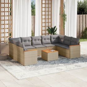 Gartensofa-Set mit beigen Kissen, 10-teilig, synthetisches Rattan von , Gartensets - Ref: Foro24-3258685, Preis: 721,47 €, Ra...