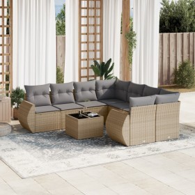 9-teiliges Gartensofa-Set mit beigen synthetischen Rattankissen von , Gartensets - Ref: Foro24-3253496, Preis: 685,99 €, Raba...