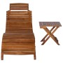 Lounger with solid brown acacia wood table by vidaXL, Loungers - Ref: Foro24-46653, Price: 158,26 €, Discount: %