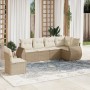 Garden sofa set with cushions 6 pieces beige synthetic rattan by , Garden sets - Ref: Foro24-3253765, Price: 528,42 €, Discou...