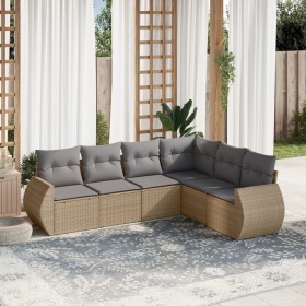 Garden sofa set with cushions 6 pieces beige synthetic rattan by , Garden sets - Ref: Foro24-3253746, Price: 462,43 €, Discou...