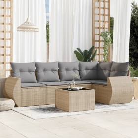 Gartensofa-Set mit Kissen, 6-teilig, beiges synthetisches Rattan von , Gartensets - Ref: Foro24-3253676, Preis: 487,42 €, Rab...