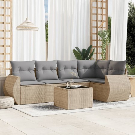 Gartensofa-Set mit Kissen, 6-teilig, beiges synthetisches Rattan von , Gartensets - Ref: Foro24-3253676, Preis: 480,87 €, Rab...