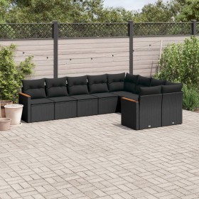 8-teiliges Gartensofa-Set und schwarze synthetische Rattankissen von , Gartensets - Ref: Foro24-3258702, Preis: 630,99 €, Rab...