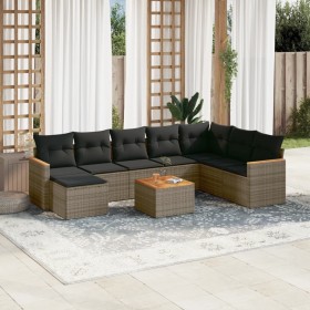 Set de muebles de jardín 9 pzas y cojines ratán sintético gris de , Conjuntos de jardín - Ref: Foro24-3258658, Precio: 531,15...