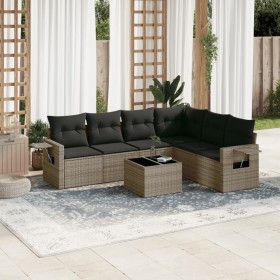 7-piece garden sofa set with gray PE rattan cushions by , Garden sets - Ref: Foro24-3252557, Price: 528,32 €, Discount: %