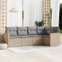 Gartensofa-Set mit Kissen, 5-teilig, beiges synthetisches Rattan von , Gartensets - Ref: Foro24-3258349, Preis: 392,99 €, Rab...