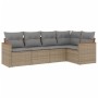 Gartensofa-Set mit Kissen, 5-teilig, beiges synthetisches Rattan von , Gartensets - Ref: Foro24-3258349, Preis: 392,99 €, Rab...