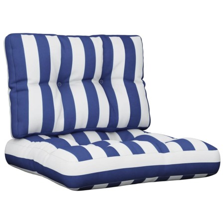 Cushions for pallet sofa 2 pieces blue and white striped fabric by , Cushions for chairs and sofas - Ref: Foro24-360660, Pric...