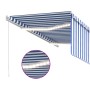 Manual retractable awning with blind and blue and white LED 3x2.5 m by , Awnings - Ref: Foro24-3069261, Price: 294,99 €, Disc...