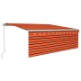 Manual retractable awning with blind and orange and brown LED 4x3m by , Awnings - Ref: Foro24-3069305, Price: 406,49 €, Disco...