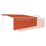 Manual retractable awning with blind and orange and brown LED 4x3m by , Awnings - Ref: Foro24-3069305, Price: 406,49 €, Disco...