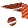 Manual retractable awning with blind and orange and brown LED 4x3m by , Awnings - Ref: Foro24-3069305, Price: 406,49 €, Disco...