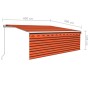 Manual retractable awning with blind and orange and brown LED 4x3m by , Awnings - Ref: Foro24-3069305, Price: 406,49 €, Disco...