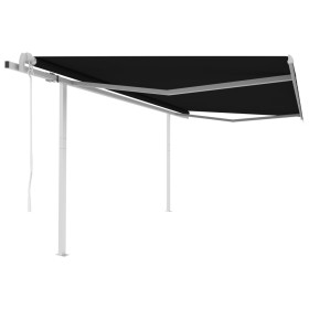 Automatic retractable awning with anthracite gray poles 4.5x3.5 m by , Awnings - Ref: Foro24-3070049, Price: 632,99 €, Discou...